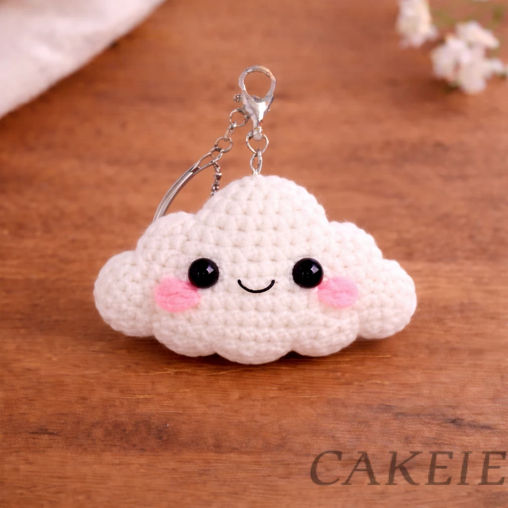 Crochet Cloud Keychain